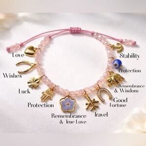 Gold and Pink Charm Bracelet
